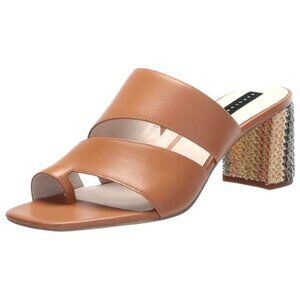 Sanctuary Women's Brisk Heeled Faux Leather Slip on Sandal, LION